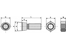 Plough bolt M12 x 1,75 x 37 with hexagon nut