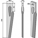 Tine for rotary harrows, left model