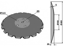 Notched disc with flat neck Ř460