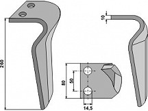 Tine for rotary harrows, left model