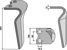 Tine for rotary harrows, left model