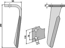 Tine for rotary harrows, right model