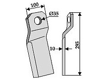 Twisted comminution blade -short