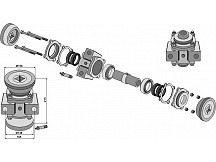 Bearing compl. for 38x38 square shafts