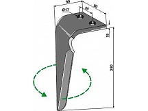 Tine for rotary harrows, left model