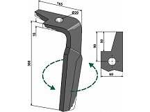 Tine for rotary harrows, left model