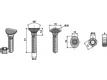 Cultivator bolt M10x37 - 8.8