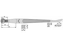 Spoon-shaped tine with cone-shaped nut