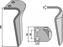 Tine for rotary harrows, left model