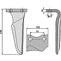 Tine for rotary harrows, left model