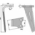 Tine for rotary harrows, left model