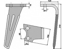 Tine for rotary harrows, right model