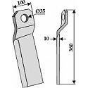 Twisted comminution blade - long, right