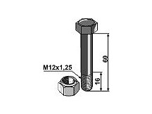 Schraube mit Sicherungsmutter - M12 - 10.9