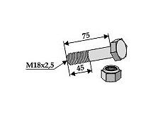 Schraube mit Sicherungsmutter - M18 x 2,5 - 8.8