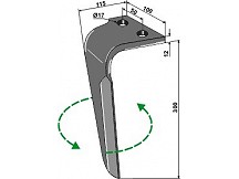 Tine for rotary harrows, left model