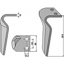 Tine for rotary harrows, right model