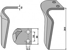 Tine for rotary harrows, right model