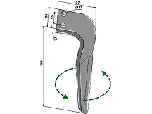 Tine for rotary harrows, left model