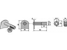 Blade bolt with self-locking nut-pressed