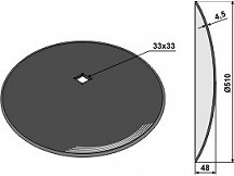 Plain disc for assembling on square shafts