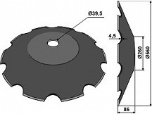 Notched disc Ř560x4,5 - Truncated