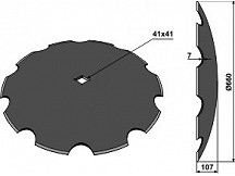 Notched disc for assembling on square shafts