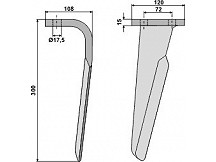 Tine for rotary harrows, right model