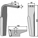 Tine for rotary harrows, left model