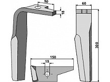 Tine for rotary harrows, left model