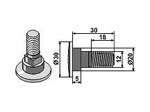 Bolt for rotary mower blades - M12x1,75 - 10.9