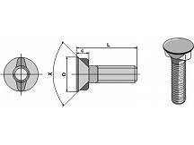 Plough bolt M12 x 1,75 x 35 with hexagon nut