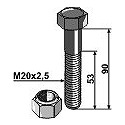 Schraube mit Sicherungsmutter - M20 - 10.9