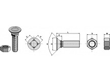 Plough bolt DIN 608 M12x1,75x50 with hexagon nut