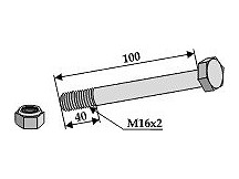 Schraube mit Sicherungsmutter - M16 x 2 - 10.9