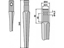 Tine for rotary harrows