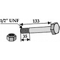 Schraube mit Sicherungsmutter - 1/2" UNF - 8.8