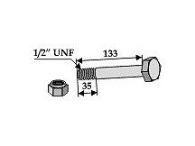 Schraube mit Sicherungsmutter - 1/2" UNF - 8.8