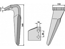 Tine for rotary harrows, right model