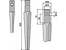 Tine for rotary harrows