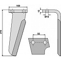 Tine for rotary harrows, right model