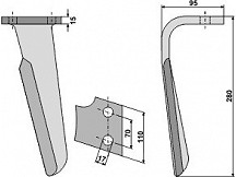 Tine for rotary harrows, left model