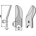 Geteiltes Rollspatenmesser aus Borstahl, links