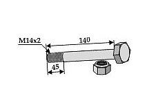 Schraube mit Sicherungsmutter - M14 x 2 - 10.9