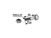 Schraube mit Sicherungsmutter - M8 x 1,25 - 8.8