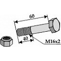 Schraube mit Sicherungsmutter - M16 x 2 - 10.9