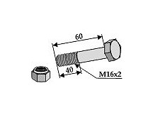 Schraube mit Sicherungsmutter - M16 x 2 - 10.9