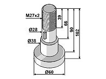 Pin for assembling with 2 blades