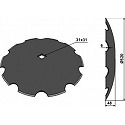 Notched disc for assembling on square shafts