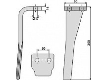 Tine for rotary harrows, right model